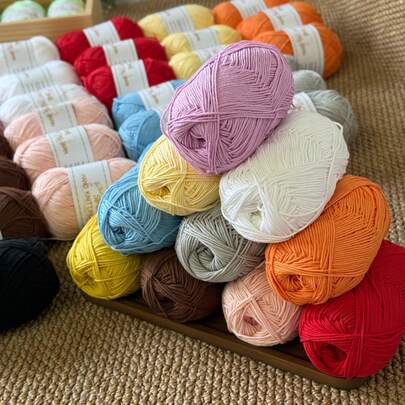 4 Groups Of 100% Cotton Plain Yarn 50G Hand Woven Long Waist Ball Yarn, Spring And Summer Rainbow Color Yarn, Hand DIY Weaving Enthusiasts Choose, All Cotton Feels Comfortable, Socks, Hats And Other Hand Woven Product Materials
