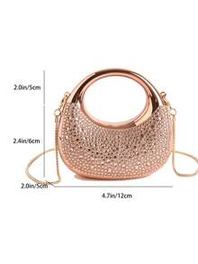 Nuevo mini bolso de mano de acrílico, cartera de moda, bolso de noche en forma de media luna personalizado con correa de cadena - Champán - Ver 2