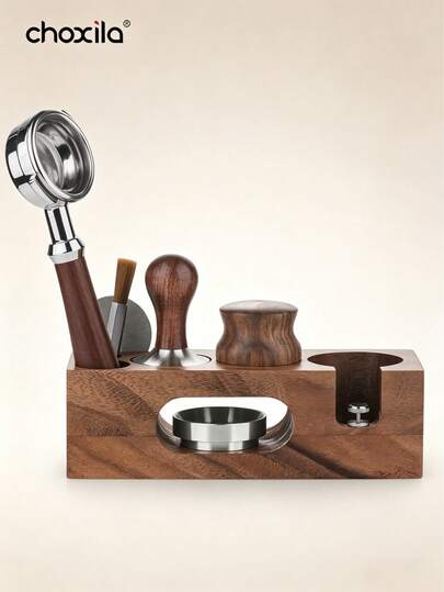 choxila 1 Set Italian Coffee Tamper, Wooden Coffee Tamper, Italian Coffee Grounds Holder With Handle Stand, Italian Coffee Tamper Base And Handle Stand, Countertop Coffee Organizer, Italian Coffee Accessories Back To School Season