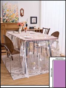 1/2 chiếc khăn trải bàn ren jacquard thêu hoa màu trắng, chất liệu hơi trong suốt, phong cách trang trại cổ điển, thích hợp cho gia đình, nhà bếp, các buổi họp mặt ngày lễ, đám cưới, sinh nhật, tiệc tùng, mọi mùa. - trắng - Xem 18