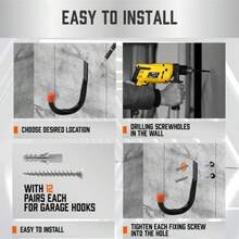 6x Heavy Duty Garage Storage Utility Hooks Organizer Wall Mount Ladder-Hangers - UK-h371501 - View 10