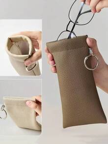 1pc Snap Closure Eyeglasses Case, Women Portable Fashion Glasses/Glasses Storage Pouch, Premium Eyewear Bag - Multicolor - View 4