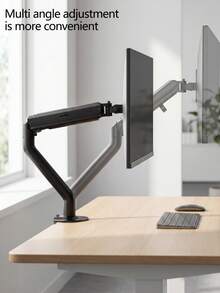 VESA 75/100mm Adjustable Monitor Stand With 180° Tilt And 360° Swivel, Made Of Sturdy Steel With Gas Spring Technology And Cable Management, Single Monitor Arm Desk Mount Clamp, Designed For Home Office Use, Office Desk Accessory, Computer Screen Riser - Multicolor - View 2