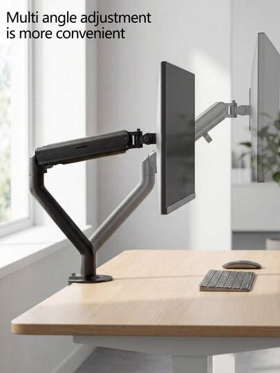 ขาตั้งจอภาพปรับได้ VESA 75/100 มม. พร้อมการเอียง 180° และการหมุน 360° ทำจากเหล็กแข็งแรงพร้อมเทคโนโลยีสปริงแก๊สและการจัดการสายเคเบิล, ที่หนีบยึดโต๊ะแขนจอภาพเดี่ยว, ออกแบบมาสำหรับใช้ในโฮมออฟฟิศ, อุปกรณ์เสริมโต๊ะทำงาน, ตัวยกหน้าจอคอมพิวเตอร์