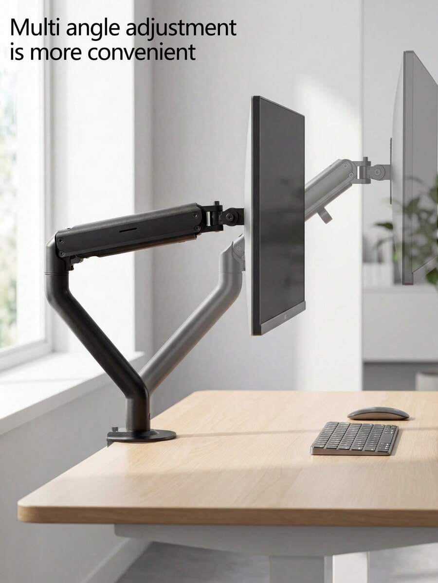 VESA 75/100mm Adjustable Monitor Stand With 180° Tilt And 360° Swivel, Made Of Sturdy Steel With Gas Spring Technology And Cable Management, Single Monitor Arm Desk Mount Clamp, Designed For Home Office Use, Office Desk Accessory, Computer Screen Riser