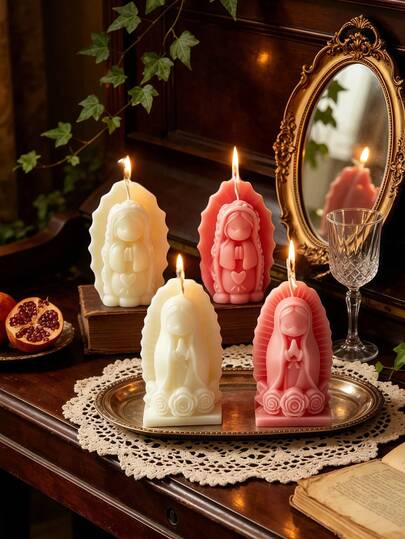 1pc British Style Girl Shaped Scented Candle, Heart-Shaped Girl Candle, Length 4.4cm/1.73in, Height 7cm/2.76in, Rose Girl Candle, Length 4.2cm/1.63in, Height 7cm/2.76in, Home Decor, Atmosphere Creation, Suitable For Home Decor, Room Decor, Women's Gift, Holiday Party, Thoughtful Gift