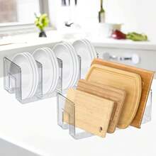 Transparent Acrylic Dish Storage Rack Vertical Dish Rack Kitchen Cabinet Plate Cutting Board Pot Lid Partition Storage Rack Splicing And Stacking Space-Saving Household Countertop Sink Edge Finishing Storage Rack - Multicolor - View 1