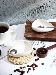 Brutelle 2pcs/Set White Ceramic Coffee Bean Tray + Coffee Bean Mister, Simple And Convenient Hand Drip Coffee Accessories - Bean Dispenser - View 6