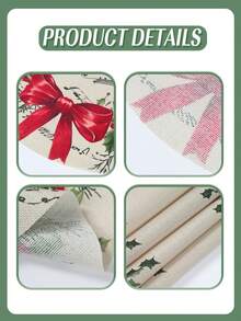 4pcs Vintage Christmas Linen Placemats, Bow Wreath Berry Design Christmas Dinner Table Mats, Christmas Dinner Placemats, Christmas Decorations Table Center Decor, Christmas Tableware Decor, Winter Decor, Christmas Kitchen Decor, Coffee Table Decor, Christmas Home Decor, Room Decor, Christmas Gifts, Party Favors, Christmas Eve, Christmas Decorations, Halloween Decor, 2026 New Year Decor - Wreath - View 8
