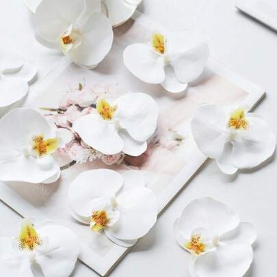 1pc/6pcs Orchid Petals, 3.9in Real Touch PU Artificial Phalaenopsis Flower Heads, Fake Butterfly Orchid Heads Bulk For Wedding Floral Bouquet Decor DIY Craft Making Bridal Shower Photography Props Festival Decoration, Valentine's Day, Gift Gifts Birthday Graduation E-I-D Home Decor Back To School Room Decor School Supplies,Squish,Table Decor,Living Room Deccor,Artificial Plants For Outdoor,Dorm Decor,Bedroom Wall Deccor,Christmas Decrotions