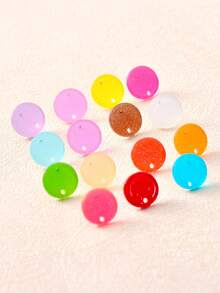 50pcs 14mm Earring Studs Acrylic Earring Posts, Fashion Jewelry DIY Earring Making Accessories - Round - View 12