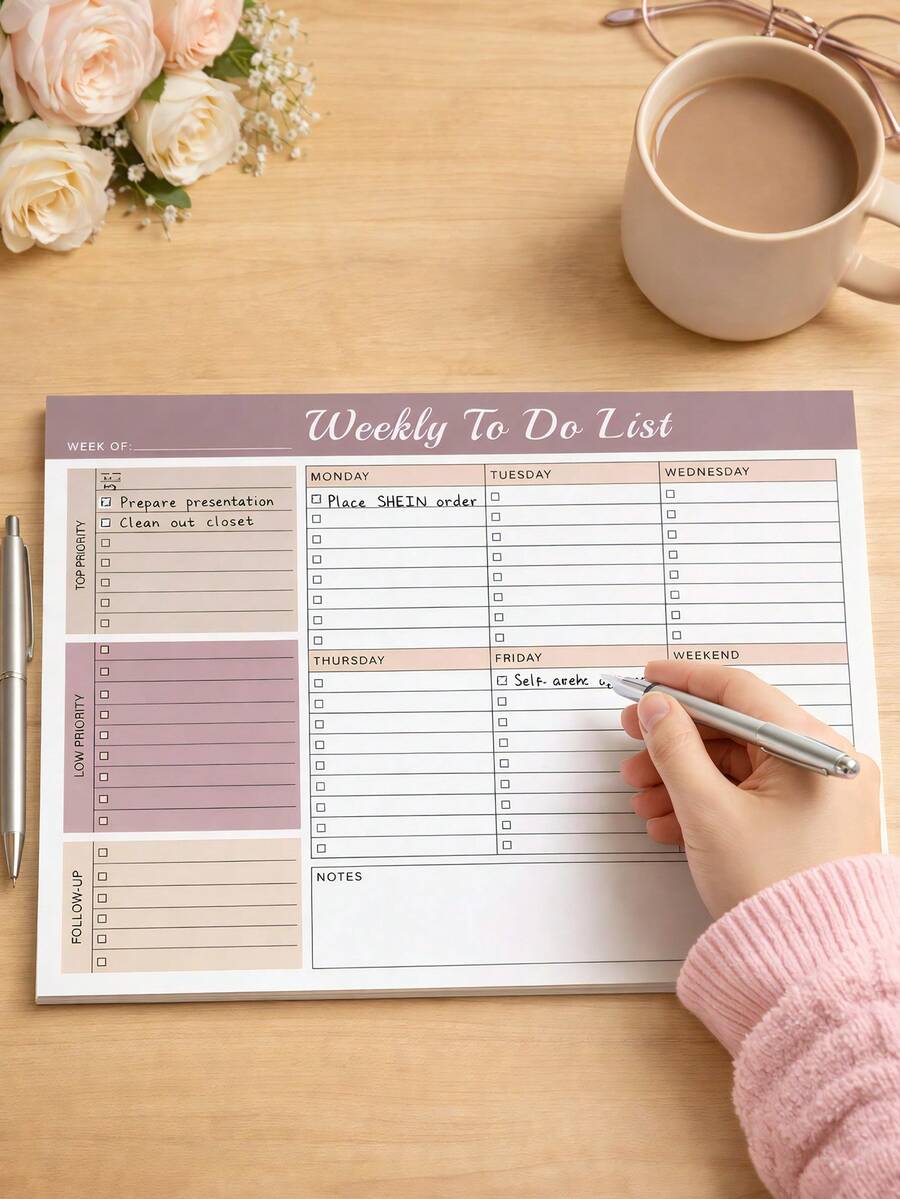budget planner 1 cuốn sổ kế hoạch hàng tuần, sổ kế hoạch hàng ngày và hàng tuần khổ A4, sổ ghi chép việc cần làm, đồ dùng văn phòng, quà tặng cho người lớn, quà tặng giáo viên, quà tặng Ngày của Mẹ.