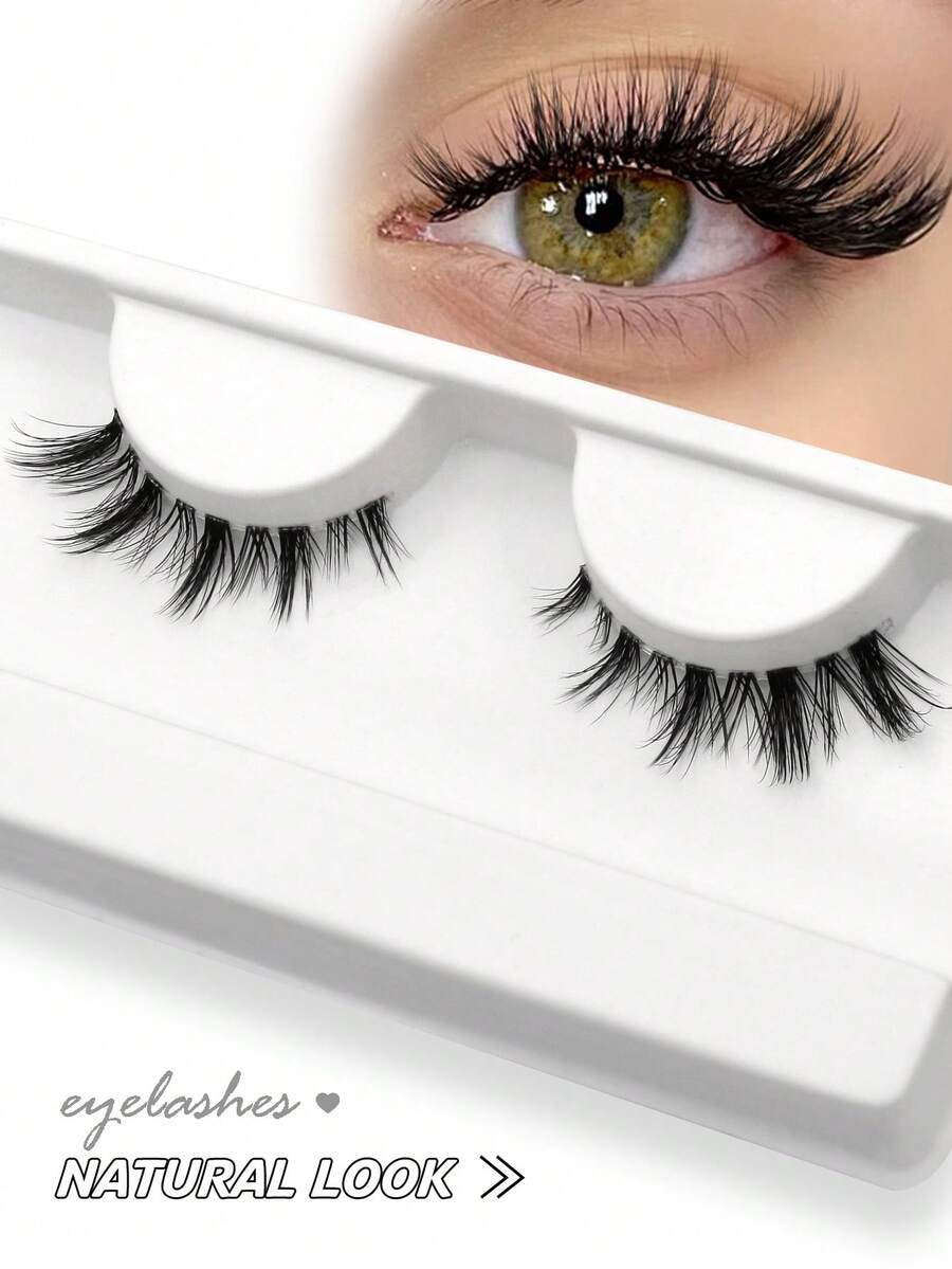 VELTRINAY 1 Pair Cat Eye Eyelashes Clear Band Lashes Daily Portable Pack False Eyelashes Fox Eye Lashes End Eye Elongated Fake Lashes Faux Mink Lashes Natural Look Eyelashes Short Lash Extension Makeup,Cartoon Lashes, Fairy-Style Design, Perfect For Cosplay - Reusable - Black - View 1