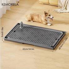 KEMORELA Bandeja para orinal para perros 2 en 1 y alfombrilla para arena para gatos, antideslizante, impermeable, suave, agradable a las patas, patrón de rejilla para una fácil limpieza - Gris claro - Ver 7