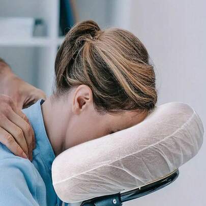 Khăn che mặt hình chữ U dùng một lần, không dệt, chất liệu chống dính, thích hợp cho giường massage chuyên nghiệp và ghế spa, kích thước điều chỉnh được - Màu trắng