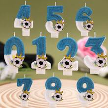 FIFA 足球主题数字生日蜡烛，世界杯球迷派对蛋糕装饰，营造氛围的生日烘焙配件，适合庆祝不同年龄段的场合，为生日派对增添运动主题氛围，打造个性化的庆祝时刻 - 多色 - 查看 1