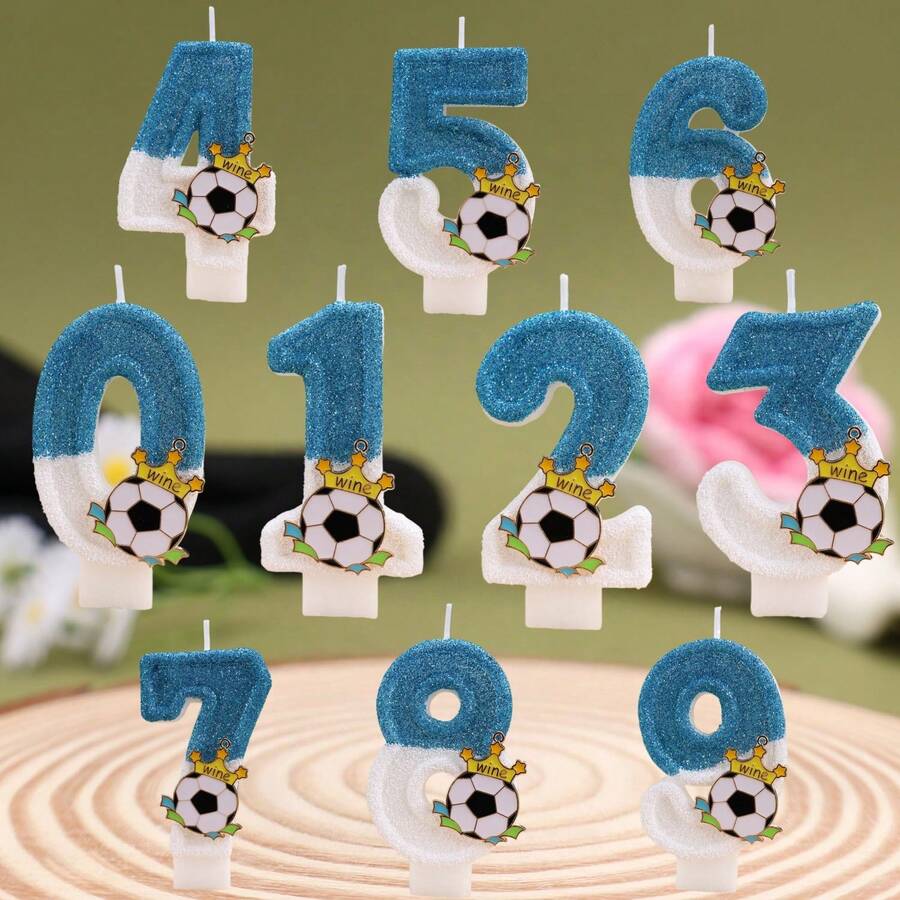 FIFA 足球主题数字生日蜡烛,世界杯球迷派对蛋糕装饰,营造氛围的生日烘焙配件,适合庆祝不同年龄段的场合,为生日派对增添运动主题氛围,打造个性化的庆祝时刻 - 多色 - 查看 1