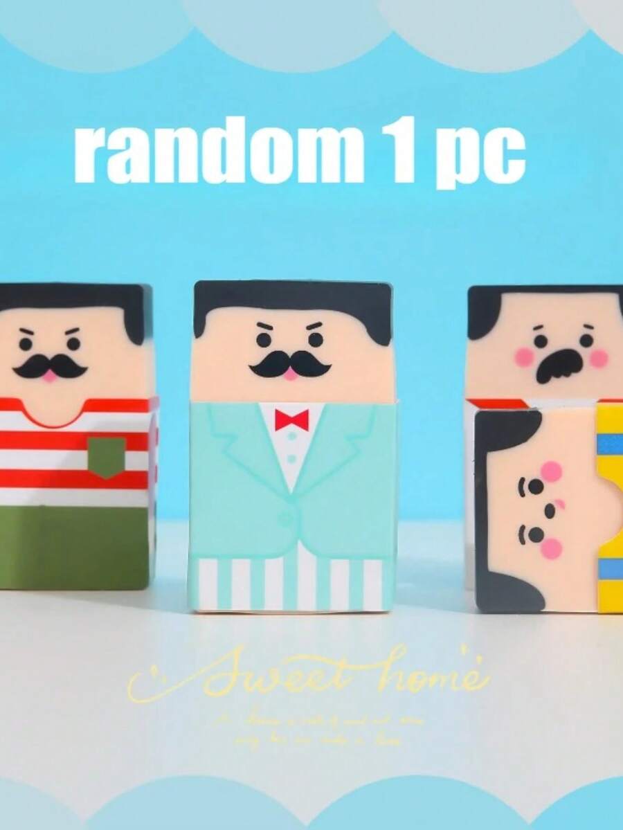 1pc Funny Balding Man Eraser - Disappearing Hair Novelty Pencil Erasers For Desk Prank Gift Office Humor Stationery School Supplies - 1 Pc - View 1