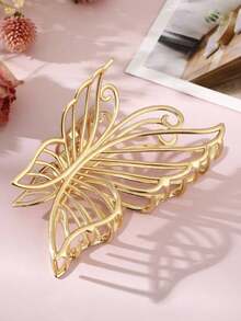 1/2 piezas Nuevo Clip de mariposa metálico liso, Estilo Ins Pinza de pelo de alta gama, Accesorio de pelo de lujo y retro - Oro 2 piezas - Ver 2