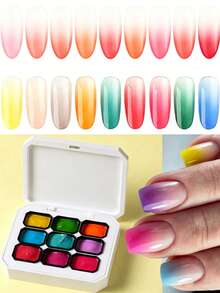 FULL BEAUTY Bộ dụng cụ làm móng mùa xuân, bao gồm sơn móng tay, sơn gel móng tay lâu trôi, kem che khuyết điểm móng mini 9 ngăn, sơn gel móng tay chuyển màu liền mạch, gel viền móng và sơn gel móng tay UV. - Nhiều màu - Xem 12