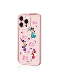 1pc New Cute Officially Licensed Disney Dancing Mickey & Minnie Creative Elevated Camera Protective Phone Case With Unique Pink Cartoon Pattern, Thick Anti-Drop Cover Compatible With Apple IPhone 17 Pro Max/Air, 16, 11/12/13/14 Plus, XR, 7/8 Plus, 15 Pro Max - Pink - View 1