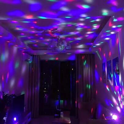 USB Powered Disco Ball Magic Atmosphere Projection Lamp, Plastic Countertop Rotating Party Lighting, Portable DJ Stage Effect For Various Room Types - Colorful Crystal Magic Ball