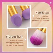 3pcs Double-Ended Purple Makeup Sponges + Makeup Brushes, 2-In-1 Double-Headed Sponge Makeup Brushes - 3-piece Set - View 11