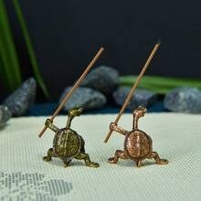 Vintage Kung Fu Turtle Incense Holder, Red & Green Money Turtle Alloy Handheld Ornament, Decorative Figurine - Kung Fu Turtle - View 1