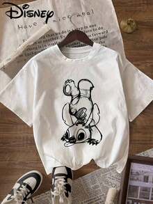 Disney Lilo & Stitch Hand-Drawn Stitch Oversized T-Shirt: White Loose Fit Cotton Tee With Sketch Style Stitch Graphic, Perfect For Theme Park Visits, Casual Wear And Stitch Fans, Ideal Gift - trắng - Xem 1