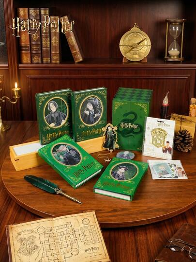  1 Set Harry Potter Notebook Gift Box, 4 Sets Gold-Plated Theme Notebooks, 50 Sets Cool Stickers, 1 Set Malfoy Metal Hollow Bookmarks, 1 Set Malfoy Metal Badge, Snake Symbol And Creative Writing Characters - High-End Diary, Daily Notes, Travel Journal, Personal Planner, And The Perfect Magical Gift For Fans And Collectors
