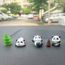 1/3/7pcs Cute Panda & Bamboo Shoot Car Decor, Women Car Accessories, Dashboard Ornament, Interior Decoration, Adorable Small Figurine, Warm & Healing Gift, Perfect For Friends And Family, Holiday Present - Red Panda and Bamboo Shoots - View 6