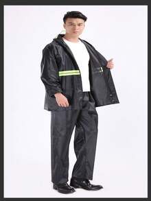 Waterproof PVC Rain Cover Set For Motorcycle Delivery Driver With Hood, Motorcyclist Accessory - A - View 3