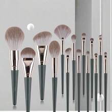 14pcs Green Cloud Makeup Brush Set, Equipped With Ultra-Soft Dense Bristles, Full Face Makeup Brush Kit Suitable For Beginners, Foundation, Blush, Eyeshadow And Powder Application. Multifunctional Makeup Tools, Complete Makeup Brush Set, Suitable For Travel, Makeup Enthusiasts, Beginners, Beauty Tools, Makeup Brushes, Cleansing Tools, Blush Brush, Powder Brush. - Makeup Brush Set - View 2