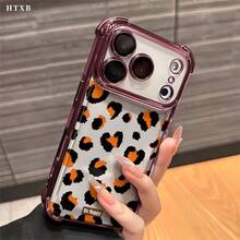 Orange And Black Leopard Print On White. Compatible With IPhone 17/Air/16/15/14/13/12 Pro/12/11 Plus Max. This Stylish Phone Case With Reinforced, Electroplated Corners Features A Modern Design. Available In A Variety Of Colors, This Classic, Shockproof Hybrid Case Makes A Perfect Gift For Friends And Family On Halloween, Christmas, And Thanksgiving. - 黑色 - 查看 10