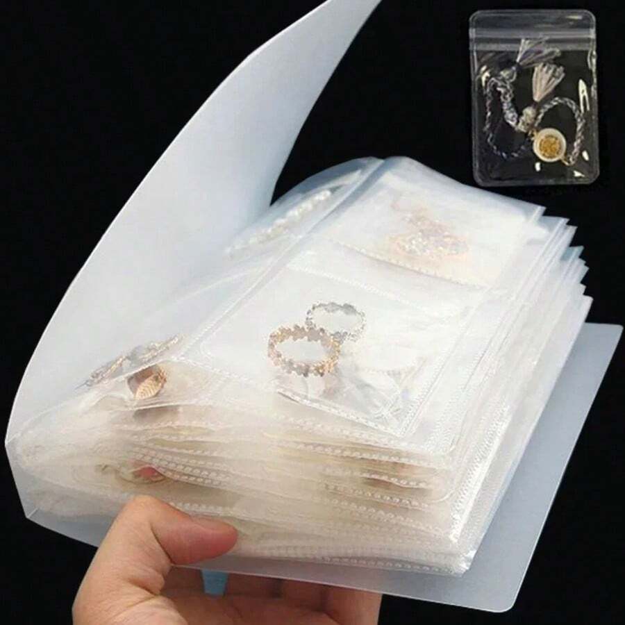 Anti-Oxidation Jewelry Storage Albums Desktop Drawer Organizer BoxesTransparent Necklace Bracelet Ring Book Holder Jewelry Bag - A - View 1