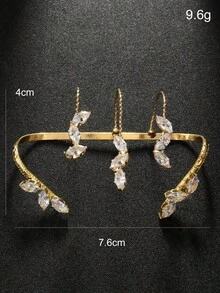 1pc Adjustable Geometric Zirconia Bracelet, Fashionable Jewelry Accessories For Women - Gold - View 4