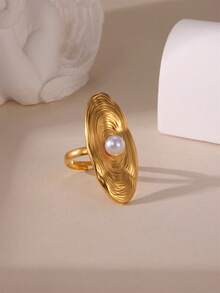 1枚简约不锈钢花朵开口戒指，适合女性日常、节日、派对佩戴，也可作为母亲节礼物 - 花朵 - 查看 26