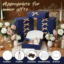 Set 10 Buah Kotak Hadiah dengan Tutup, Warna Biru, Ukuran 10,6 x 7,8 x 3,1 Inci, Dilengkapi Pita Emas, Cocok untuk Kotak Undangan Pengiring Pengantin, Hadiah Pernikahan, Hadiah Ulang Tahun, Suvenir Pesta, Dekorasi, Hadiah Hari Valentine, Kotak Pengantin - Royal Blue - View 3