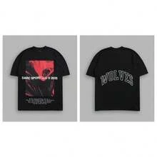 DARCSPORT American-Style  Retro T-Shirt For Couples, Men's Top, Pure Cotton Loose-Fit Round-Neck T-Shirt - 黑色 - 查看 10