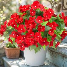 1 Piece - 5 Branches/1 Bunch - Artificial Gypsophila, Silk Flower, Fake Plant, Home & Outdoor Garden, Porch, Home Decor, Wreath, Wedding Garden Decoration - Red - View 2