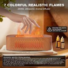 Difusor Aroma Llama Humidificador Vulcan: Difusor Aceites Esenciales 260ml Ultrasilencioso con Luz Llama 7 Colores Humidificador Aromaterapia con Temporizador,para Dormitorio (Blanco) - Ámbar-A11 - Ver 4