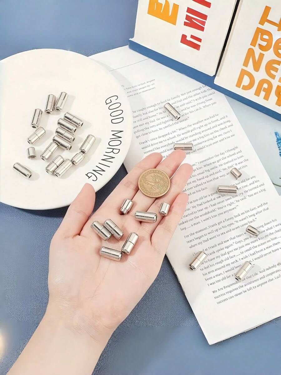 10 chiếc khóa giày kim loại sáng bóng, phụ kiện dây giày không cần buộc, kẹp giày hình viên nang - 10 cái - Xem 1