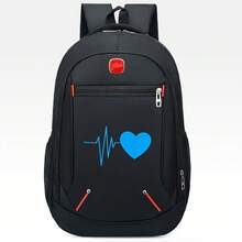 Ba lô in hình trái tim ECG, balo cỡ lớn dùng đi học/đi làm, balo tối giản lãng mạn dành cho sinh viên. - Nhiều màu - Xem 5