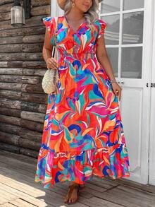 Comfylo Vestido casual de vacaciones largo con estampado de paisley talla grande, estilo boho, atuendos de verano boho de dinero viejo para mujeres, atuendos de primavera break rave, atuendos de festival de primavera break - Multicolor 4 - Ver 4