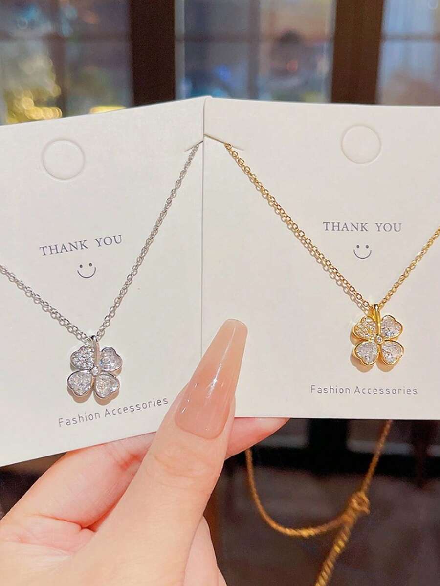 Dây chuyền mặt hoa bốn cánh tinh tế, không phai màu, nhẹ, sang trọng, kiểu dáng choker đa năng dành cho nữ. - dây chuyền cỏ bốn lá - Xem 1