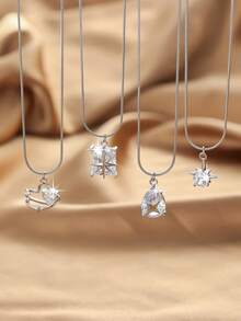 1 chiếc dây chuyền mặt đá Zirconia sang trọng tối giản, kiểu dáng dây rắn, thích hợp đeo hàng ngày, là món quà tuyệt vời dành cho phụ nữ, bé gái, nhân dịp Ngày của Mẹ, Ngày Nhà giáo, Lễ Tạ ơn, Ngày Valentine. - Nhiều màu - Xem 1