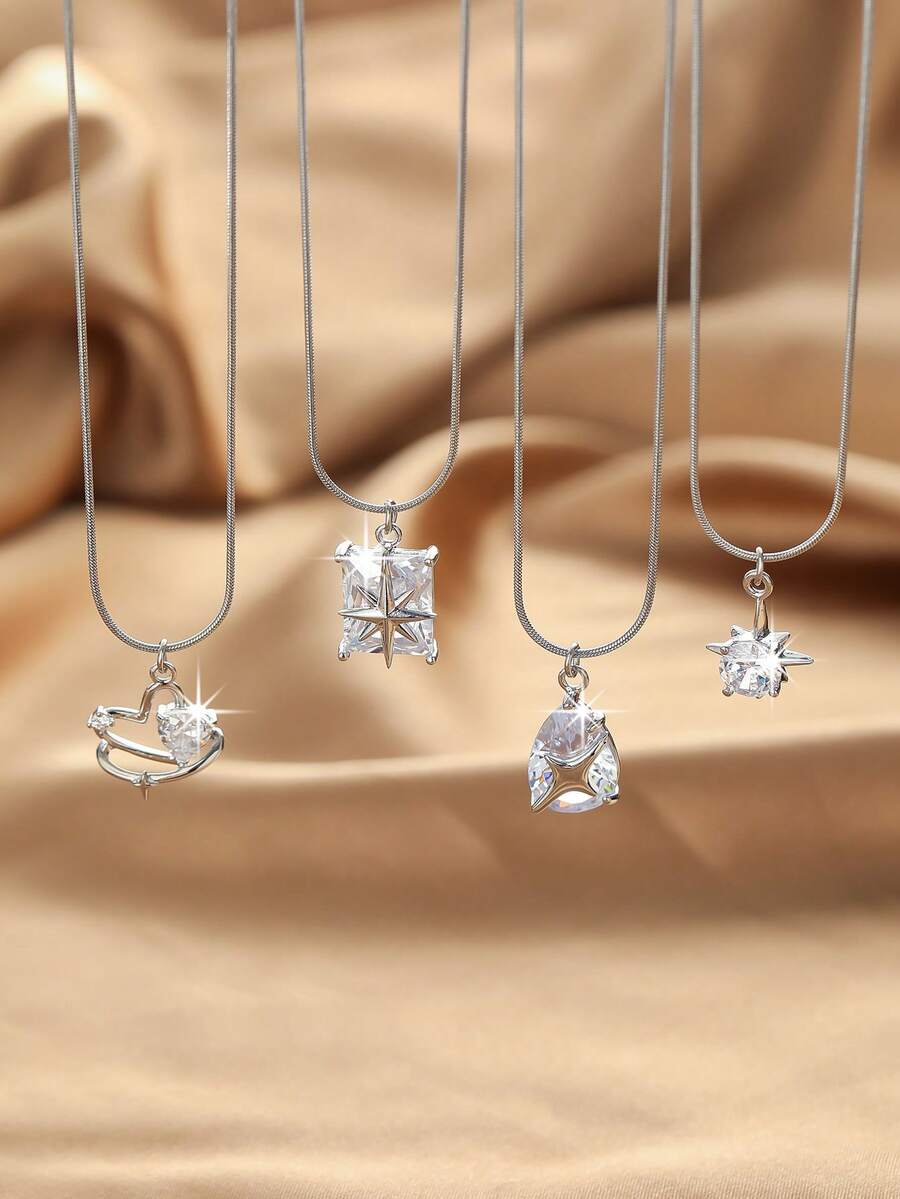 1 chiếc dây chuyền mặt đá Zirconia sang trọng tối giản, kiểu dáng dây rắn, thích hợp đeo hàng ngày, là món quà tuyệt vời dành cho phụ nữ, bé gái, nhân dịp Ngày của Mẹ, Ngày Nhà giáo, Lễ Tạ ơn, Ngày Valentine. - Nhiều màu - Xem 1