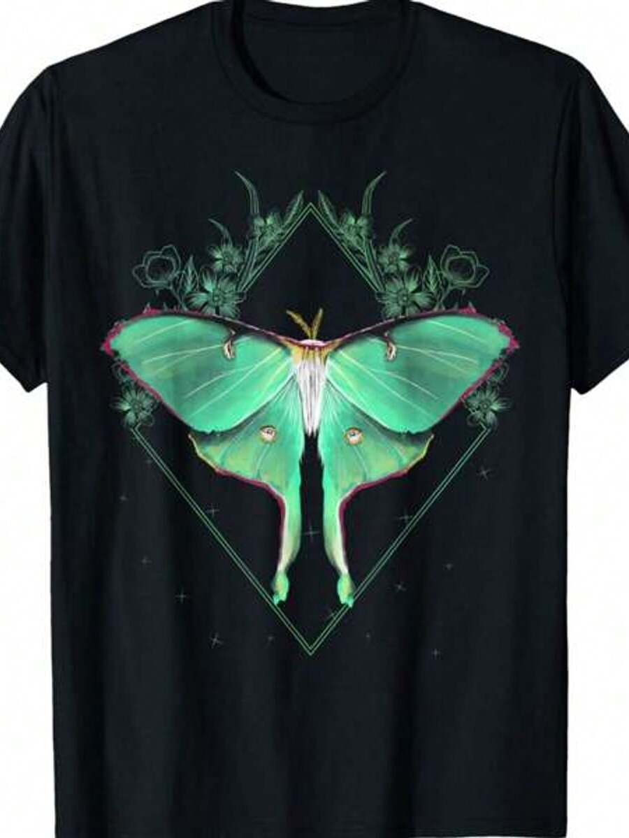 Camiseta con diseño de mariposa luna, hermosa y encantadora, para amantes de los insectos. - Negro - Ver 1