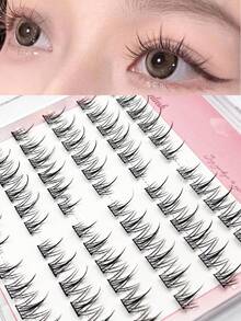 72PCS Cluster Lashes Self Adhesive Pre Glued Lash Cluster Extensions Natural Wispy Soft Reusable Makeup Tools Individual Lashes Soft Daily Makeup - C - View 7