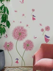 mama look 1pc, Multi-Size, Summer Decorative Wall Sticker, Pink & Purple Series Fresh Floral Plant Wall Decals, Maple Leaves & Birds, Feather Flowers & Hearts, Pink Flowers & Butterflies, Dandelions, PVC Self-Adhesive Removable Wall Stickers, Suitable For Bedroom, Living Room, Study, Dining Room, Bathroom, Home Wall Decor, Room Decoration - Multiple Styles - View 12